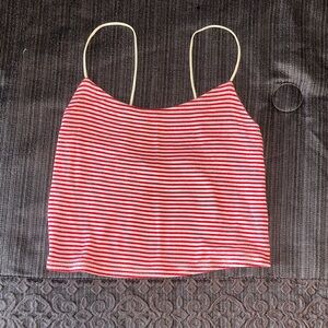 PacSun Red and White Striped Crop Top